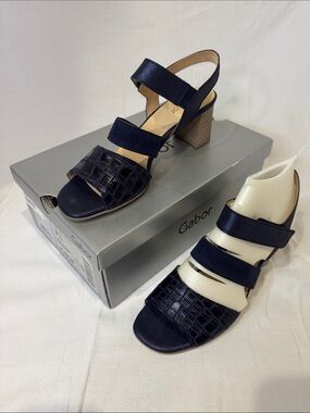 NWT Gabor “Mississip/Samt/Met” Midnight Blue Velcro Sandals – Made in Portugal